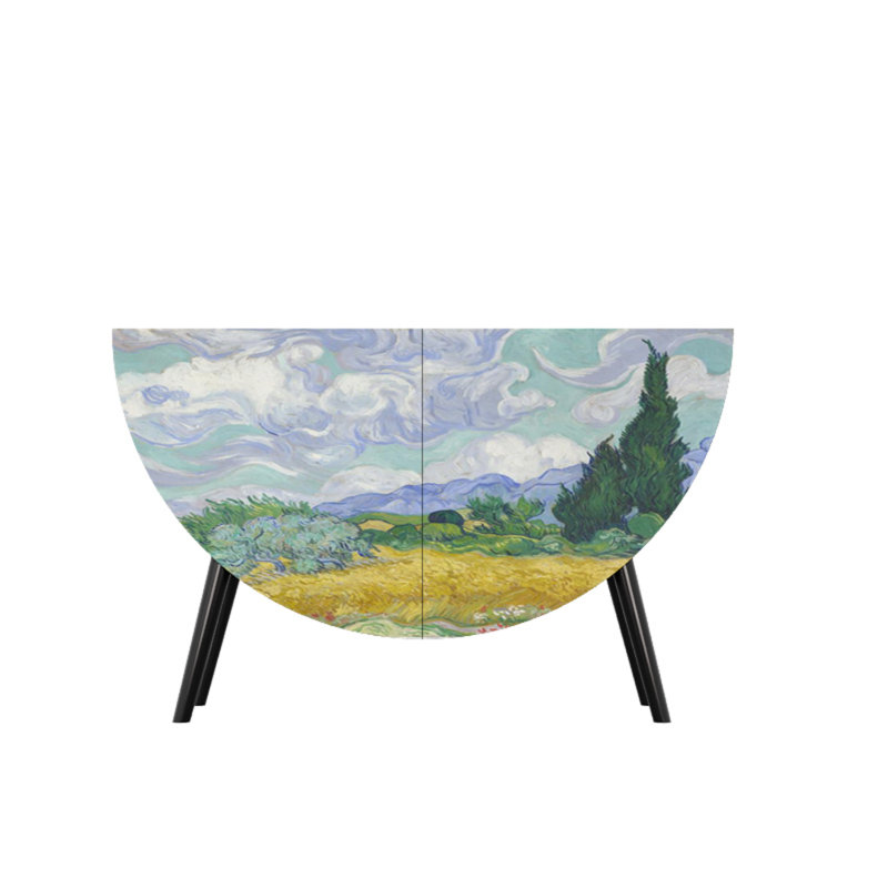Buffet peint en demi-lune, Noir / multicolore