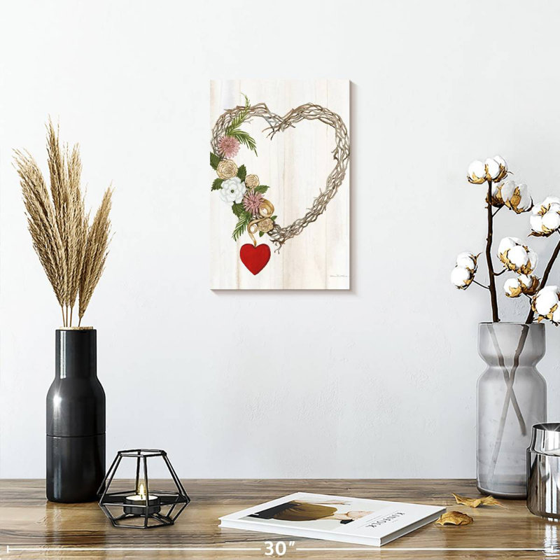 Rustic Valentine Heart Wreath I, 12" H x 8" W