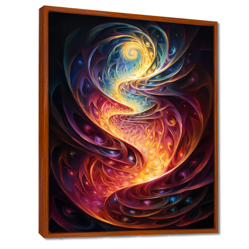 Spiral Stairs Path - Waves, art mural, Cadre flottant brun, H 40 po x l 30 po