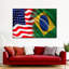 Drapeau des États-Unis et du Brésil, reproduction sur toile-102417848