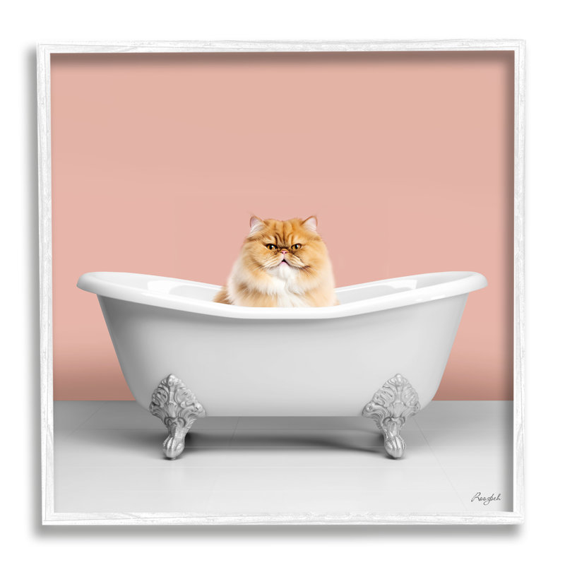 «Orange Cat In Bathaign» par Roozbeh Print, H 12 po x l 12 po x P 0,5 po