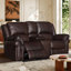  Causeuse inclinable manuelle en similicuir de 73,2 po avec console centrale et porte-gobelets en brun