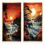 «Beach Crimson Sunset Papercut», 2 pièces-1657248513-1657248518