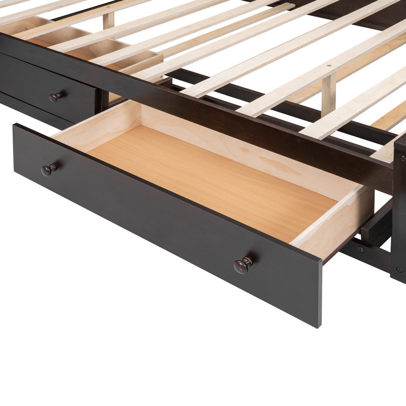Lit en bois avec armoire tout-en-un, Espresso