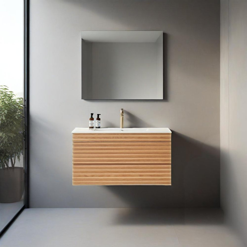 Meuble-lavabo mural simple 36 po avec lavabo en céramique