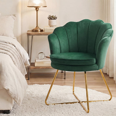 Chaise Papasan rembourrée Focht avec pieds en métal doré