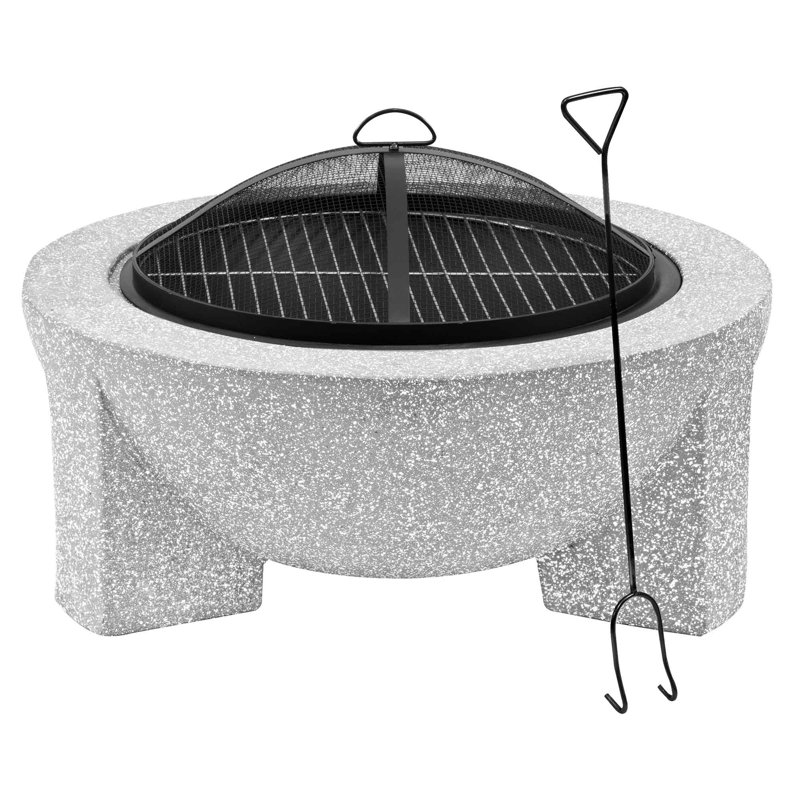 Andols Round Wood Burning Smokeless Fire Pit, Light Grey 
