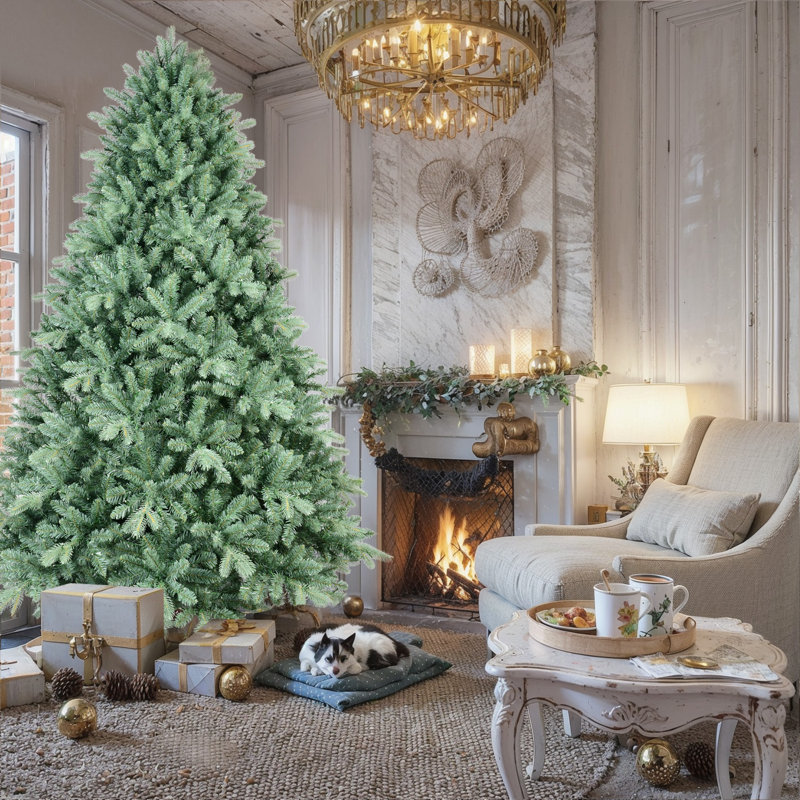 Arbre de Noël 4 pi teinté bleu-vert, Ne s’applique pas, 4', Non pré-éclairé