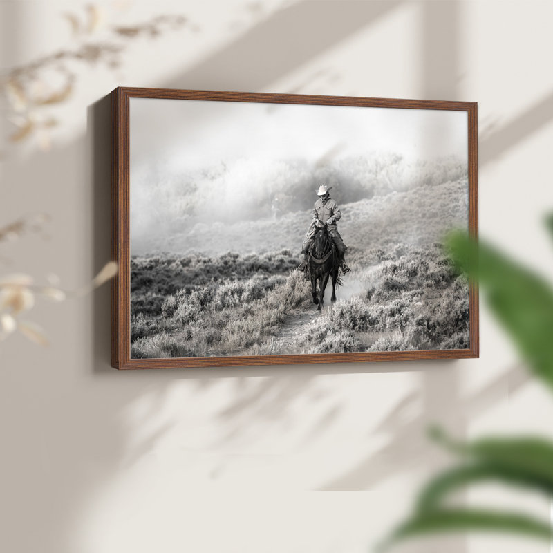 Cowboy -Framed Print - Restickable, H 8 po x l 10 po, Noyer