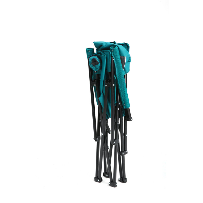 Fauteuil de jardin robuste à haut dossier 250LBS, chaise pliante portative avec porte-gobelet, Bleu
