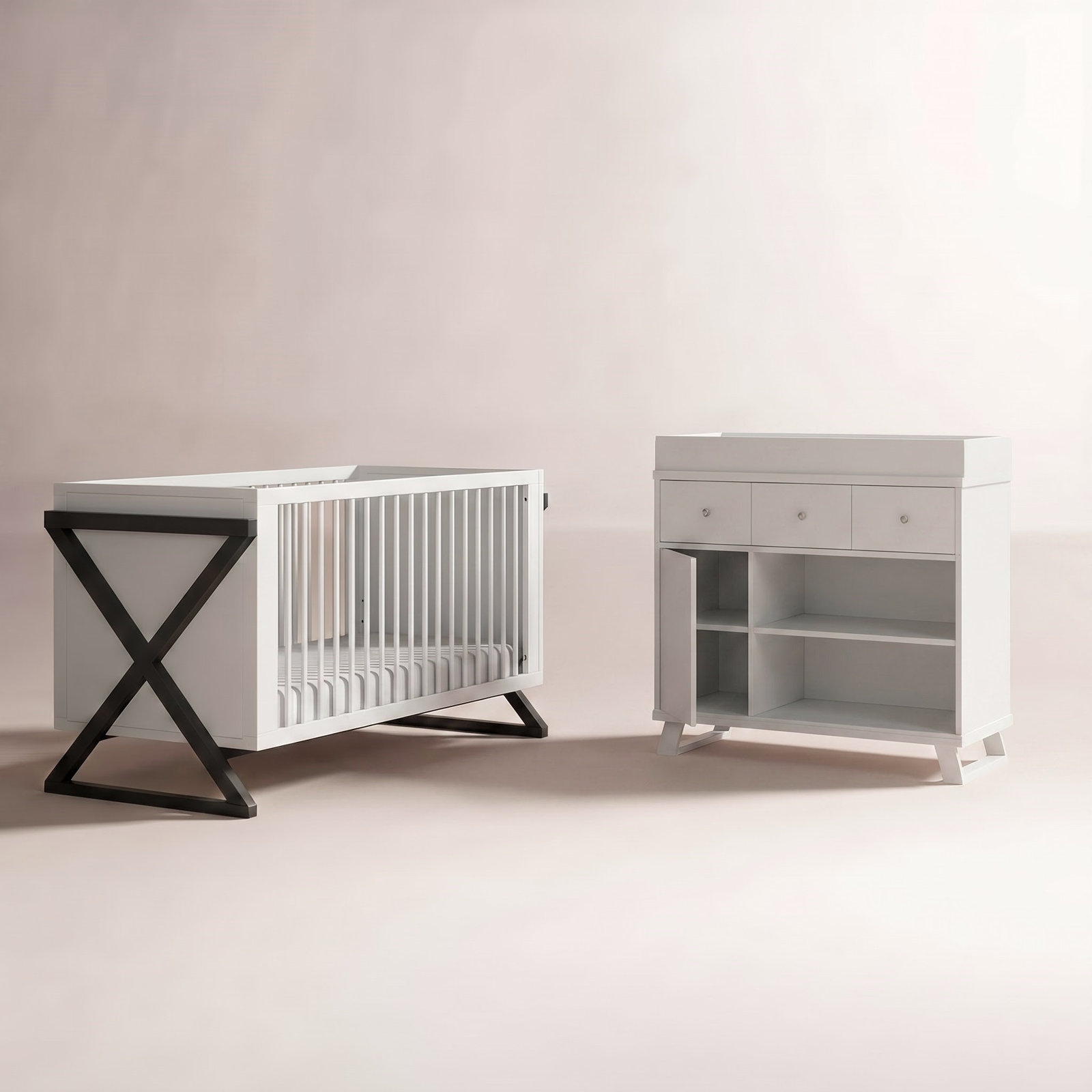 Equinox 2-Piece Nursery Furniture Set, White/Gray