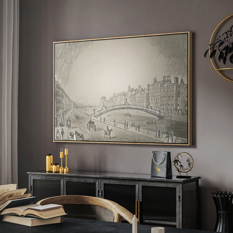 Croquis rétro XLII - impression, H 17 po x l 25 po x P 2 po, Toile naturelle avec cadre flottant