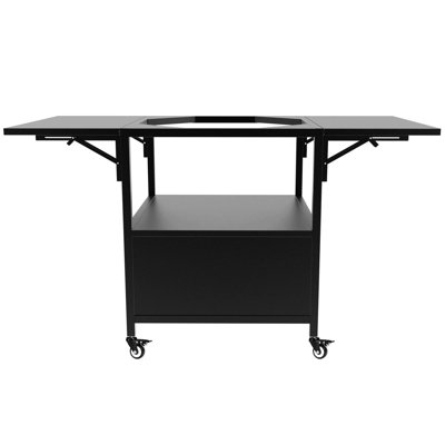 Table de barbecue extérieure en métal pour barbecue de style gros œuf, conception à double panneau pliant, supportant de grands grils similaires, fabrication en fer robuste, rangement pour outils spacieux, installation facile, eau mobile,