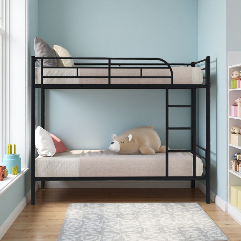 Twin Over Twin Metal Bunk Bed, Black
