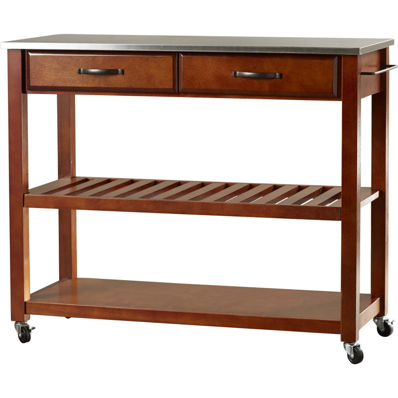 Chariot de cuisine avec plateau en acier inoxydable Haslingden, Cerisier