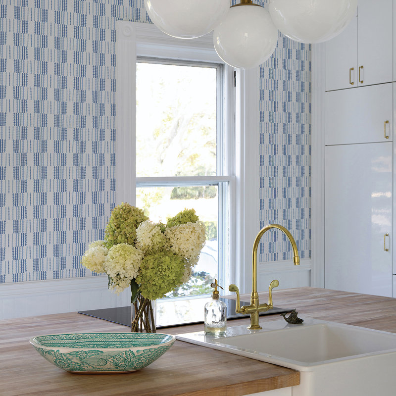 Stonington 10.06m x 52.07cm Semi-Gloss Wallpaper Roll, Blue