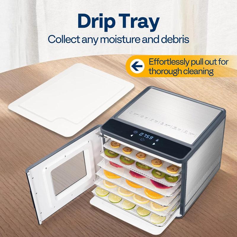 6 Trays Stainless Steel Electric Dryer Dehydrator With 48h Timer, Temperature Control