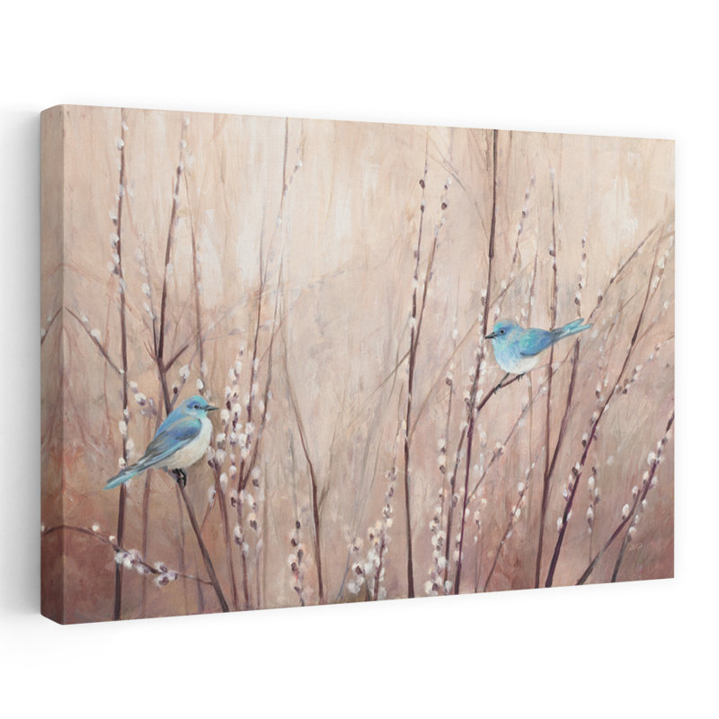Jolis oiseaux - animaux, oiseaux, branches bleues, H 24 po x l 36 po