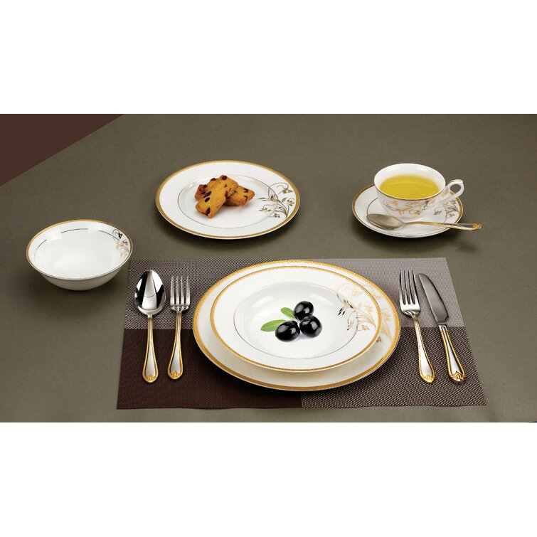 24 Piece Dinnerware Set-Bone China, Service for 4 by Lorren Home Trends