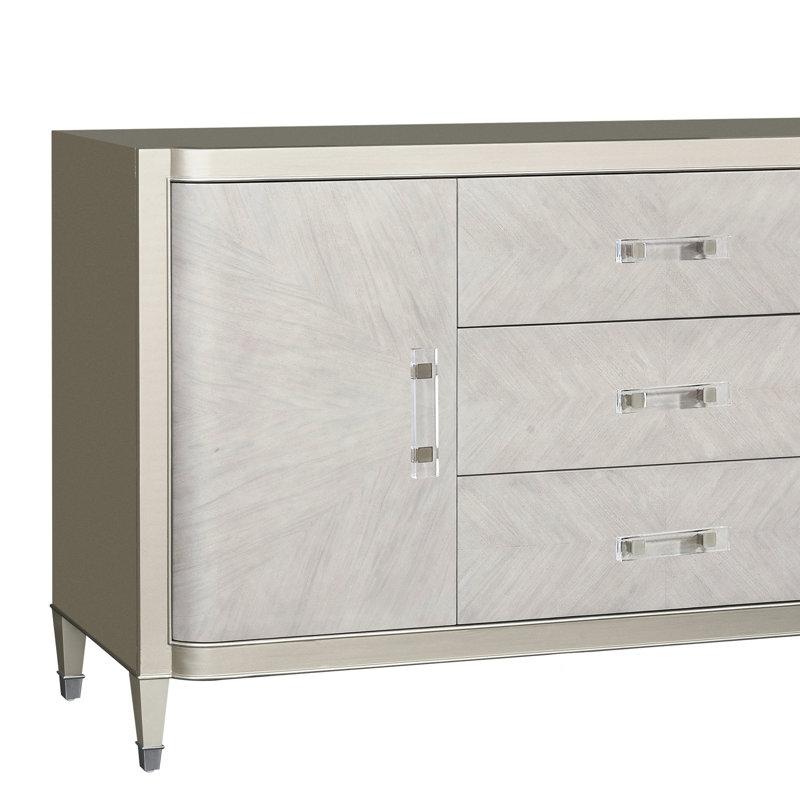 Zoey Silver Two Door Buffet with Rubberwood Legs