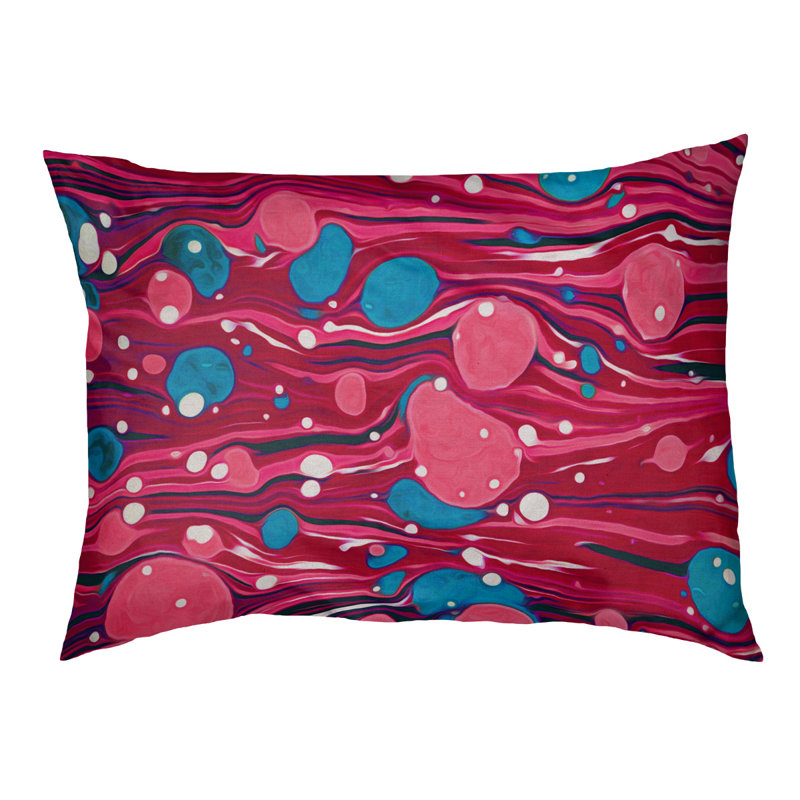 Coussin de lit paint tourbillons dog Byrge, Petit (l 28 po x P 18 po x H 6 po), Rose / Bleu, Polyester