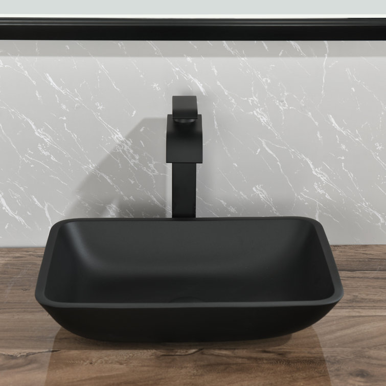 VanityIn 13'' Glass Rectangular Bathroom Sink with Faucet