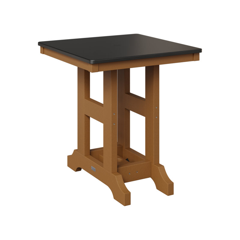 Table de salle à manger d'extérieur carrée Garden Classic, H 30,87 po x l 28 po x P 28 po, Noir martelé, Cèdre