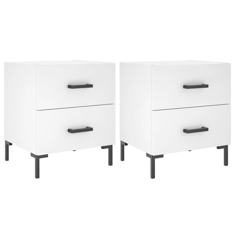 Ellayne 40cm W Iron Bedside Table, White, Set of 2