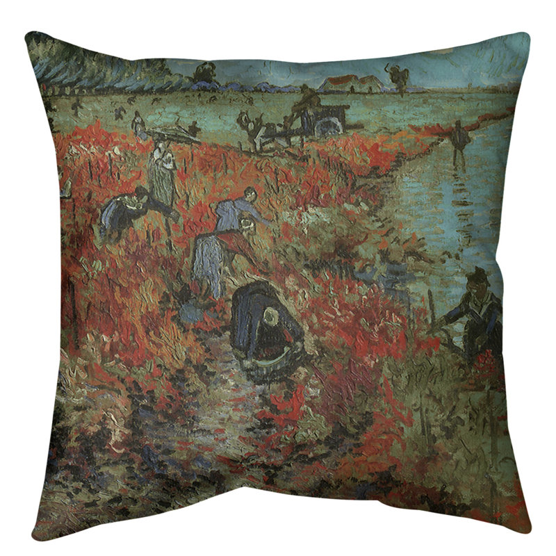 Coussin en vineyard, Bourre en polyester, Bleu, 16 po x 1 po