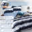 Manolla 100% Long-Staple Cotton Duvet Cover Set Navy & White Striped Watercolor Pattern Printed Comforter Cover 3pcs, Ultra Soft & Breathable Bedding Set-682593860