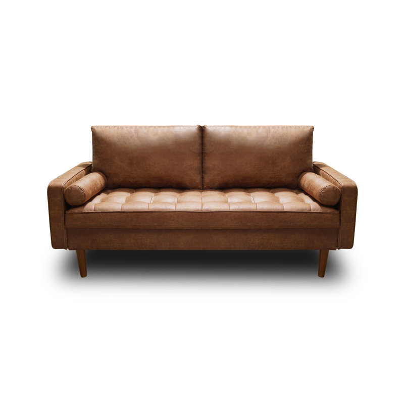 Aisha 69.7'' Faux Leather Sofa, Brown
