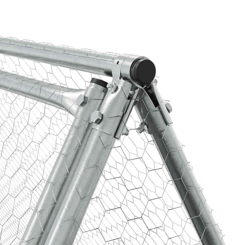 Chicken Cage Silver Galvanised Steel, 91cm H x 400cm W x 105cm D