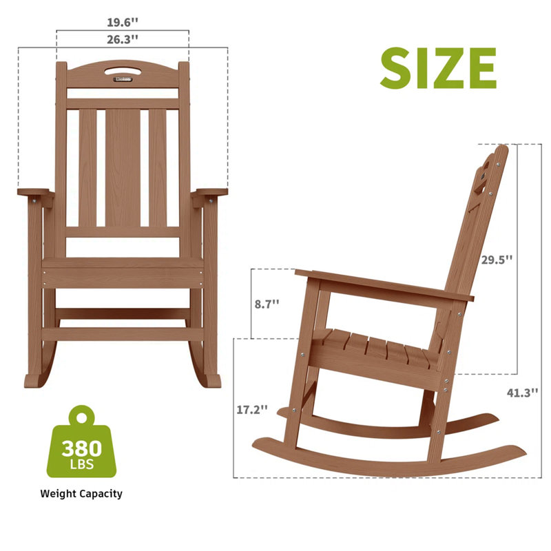 Chaise berçante pour foyer en PEHD, Brun