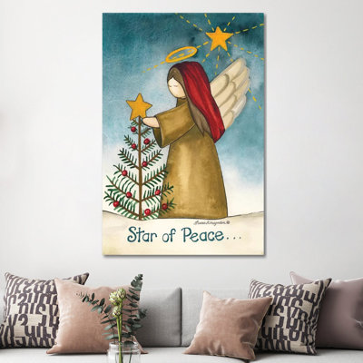 Star Of Peace by Laurie Korsgaden - Wrapped Canvas Painting