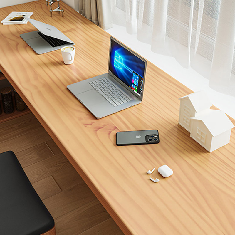 62.99" Burlywood L-Shaped Solid Wood desk, H 29,53 po x l 78,74 po x P 47,24 po