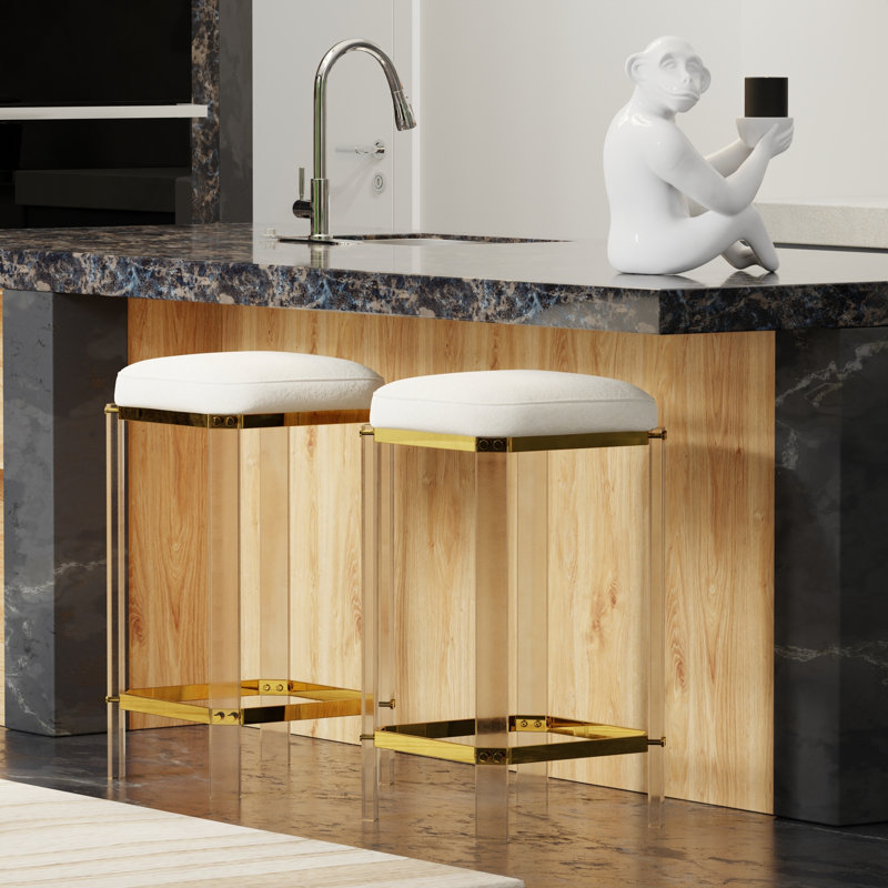 Tabouret de bar Cataleyah - acrylique transparent - laiton