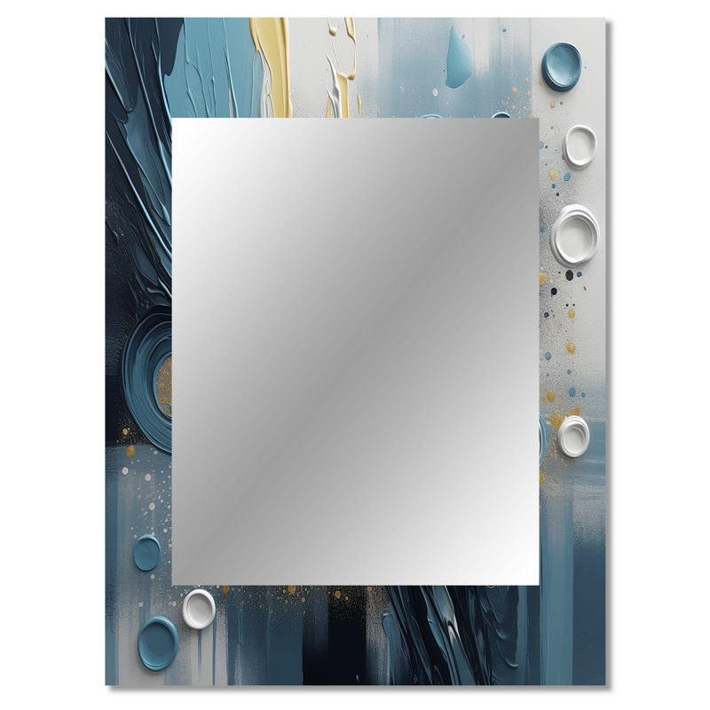 Abstractions éthériques bleues et blanches - peinture abstraite grand miroir mural, miroir unique bleu, impression sur métal