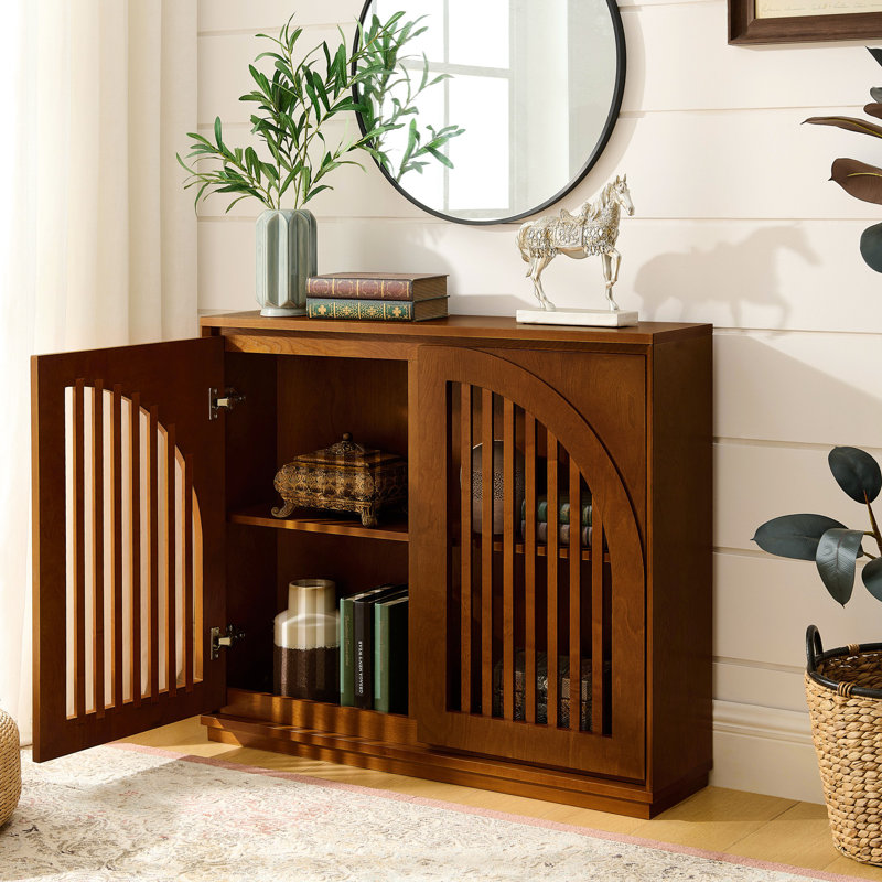 Sideboard Cabinet with 2 Outlet Holes, Buffet Cabinet with Storage, Narrow Side Cabinet for Living Room Entryway Hallway Kitchen
