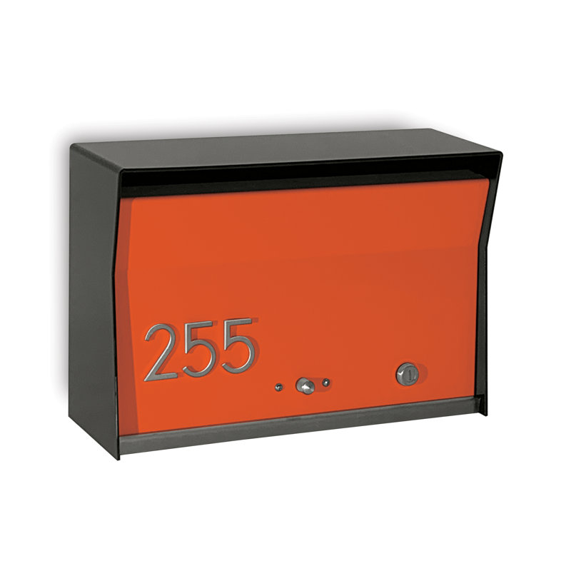 Boîte aux lettres murale verrouillable RetroBox, Noir/orange, Oui