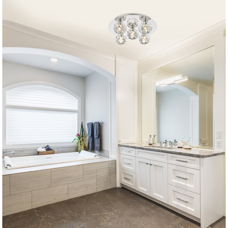 Plafonnier encastré en cristal Whitchurch, 5 lumières, Nickel, H 4 po x l 16 po x P 16 po