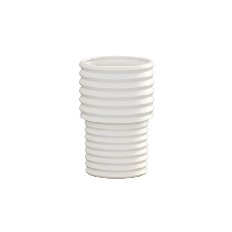 Vase rond en céramique blanc mat
