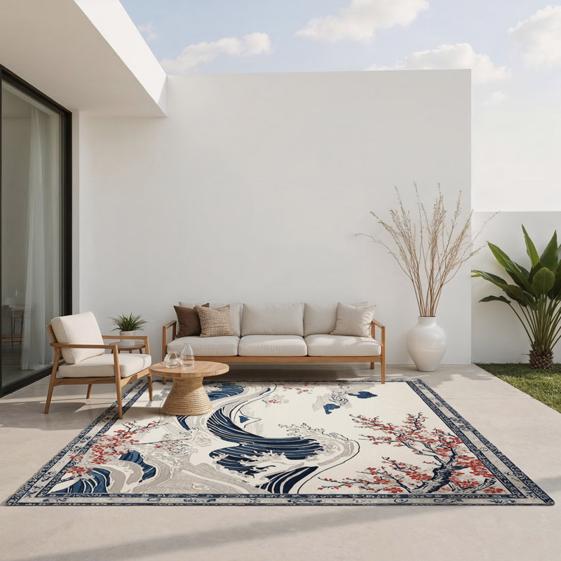 Tapis intérieur / extérieur Moonlit Bloom, Rectangulaire 2 pi x 3 pi