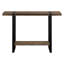 Console moderne pour hall d'entrée - Finition aspect bois brun, structure en métal noir, tablette fixe, hauteur de 32 pouces dans les pieds, style rustique, assemblage supplémentaire requis