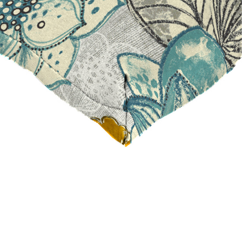 17" x 18" Bryan Walnut Leaves Tufted Outdoor Wicker Seat Cushion with Ties (Set of 2), Blue Floral
