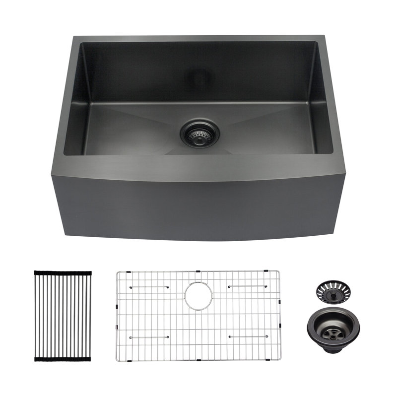 27"L x 21"W Farmhouse Kitchen Sink 16 Gauge Stainless Steel Kitchen Sink Apron Front Single Bowl Sink