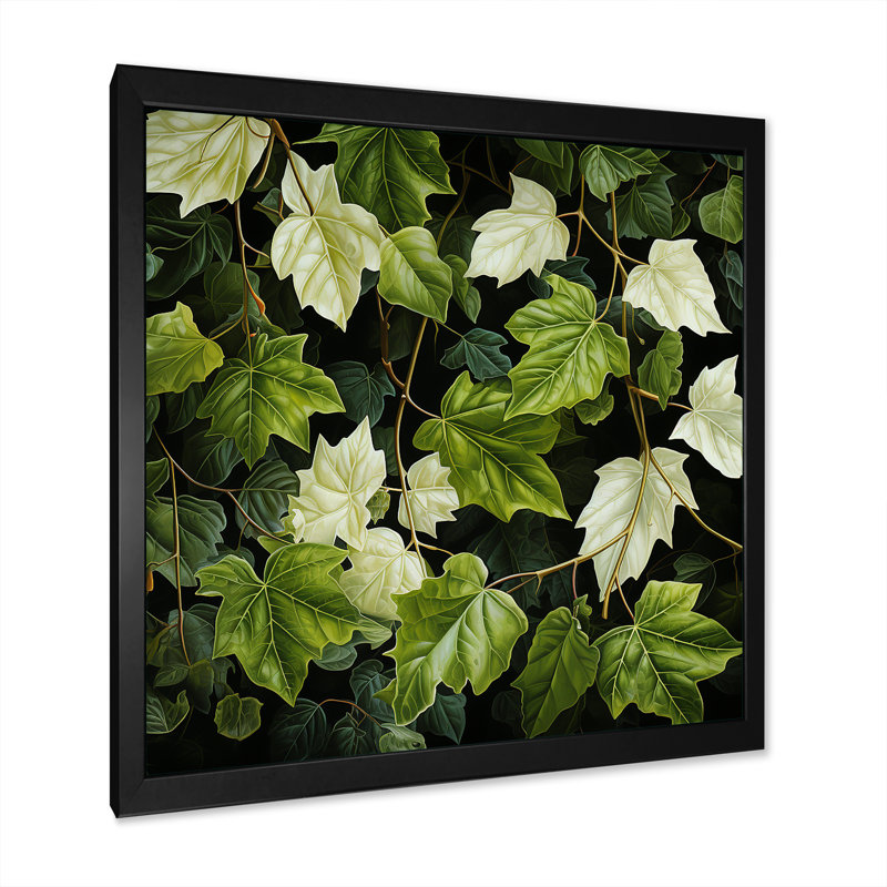 «Ivory Ivy Green Leaves Canopy I», reproduction sur toile, H 16 po x l 16 po x P 1 po, Cadre simple noir