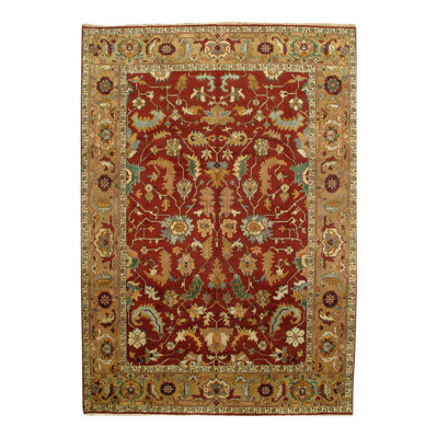 Wool Oriental Area Rug in Red/Beige