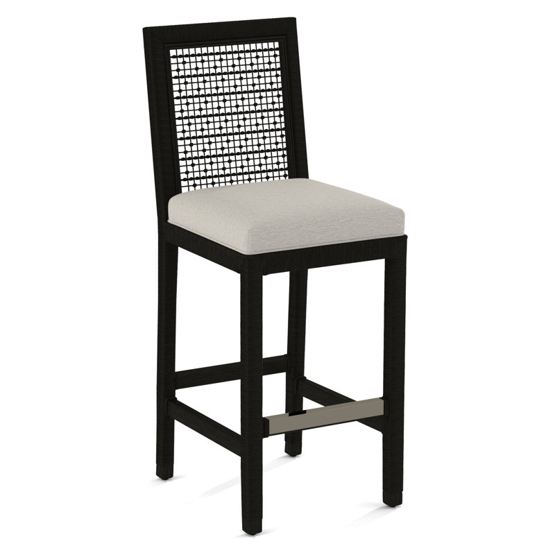 Pine Isle Bar Stool, Twine Linen-Look Performance; 0325-73, Antique Black