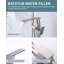 Robinet de baignoire autoportant à poignée simple en laiton avec douche à main, robinet de baignoire à fixation au sol en cascade-111818556
