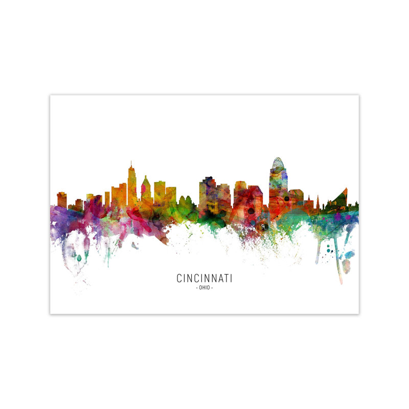Cincinnati Ohio Skyline by Michael Tompsett - Print, Unframed, 60cm H x 84cm W x 1cm D
